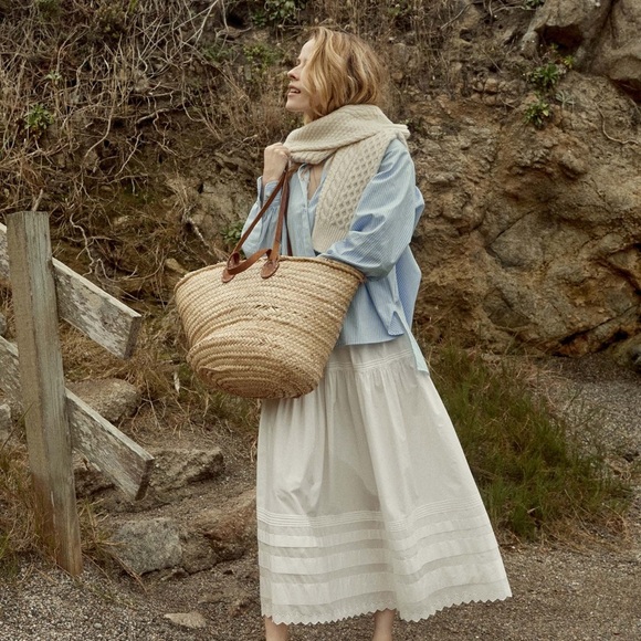 Doen Hava Cotton Oversized Button Down Shirt Blouse Top Santorini Stripe Blue - Picture 4 of 12
